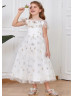 Off Shoulder Star Tulle Shimmering Flower Girl Dress